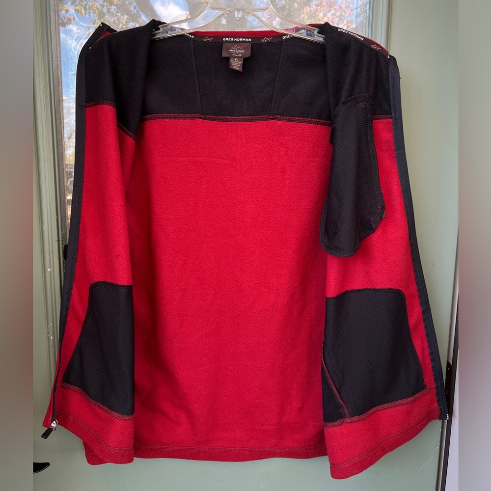 Fleece Vest Greg Norman For Tasso Elba, Full Zip, Red Black, Mens Size XL - Picture 5 of 6